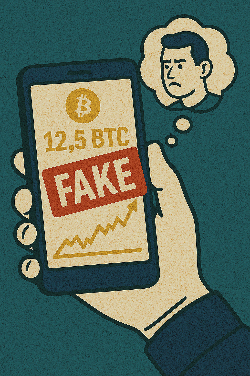 Phone displaying fake Bitcoin information
